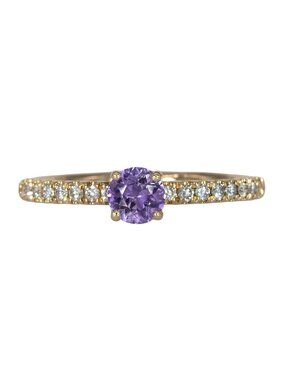 0.43 Ct Ceylon Purple Sapphire & Natural Diamond Accent Ring in Solid 14K Gold
